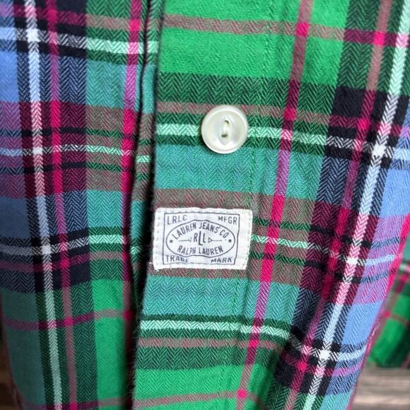 LRL Lauren Ralph Lauren Pink Green Plaid Classic Button Down Shirt women's S - Picture 5 of 11